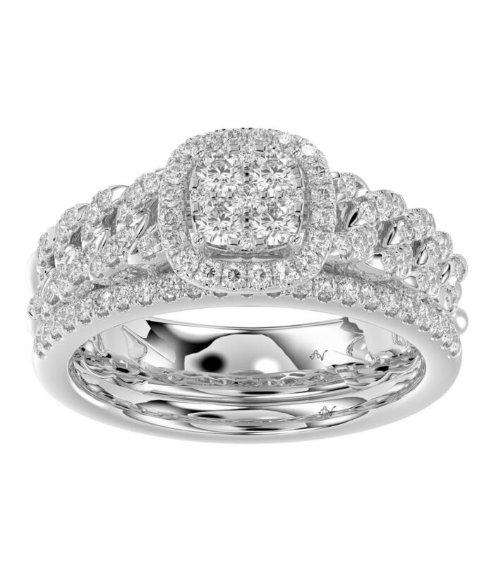 LADIES BRIDAL SET 0.75CT ROUND DIAMOND 14K WHITE GOLD