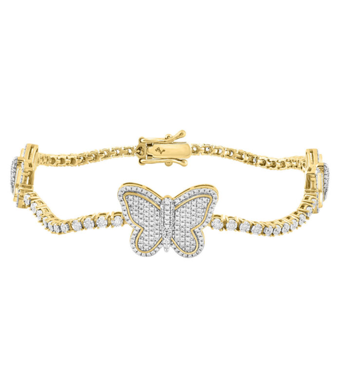 LADIES BRACELET 1.00CT ROUND DIAMOND 10K YELLOW GOLD