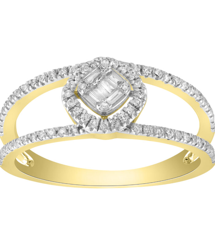 LADIES BAND 0.33CT BAGUETTE/ROUND DIAMOND 14K YELLOW GOLD