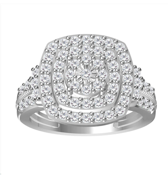 LADIES RING 1.00CT ROUND DIAMOND 14K WHITE GOLD