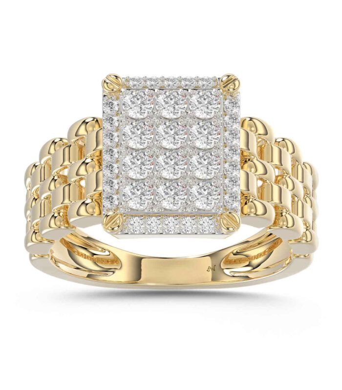LADIES RING 1.00CT ROUND DIAMOND 10K YELLOW GOLD