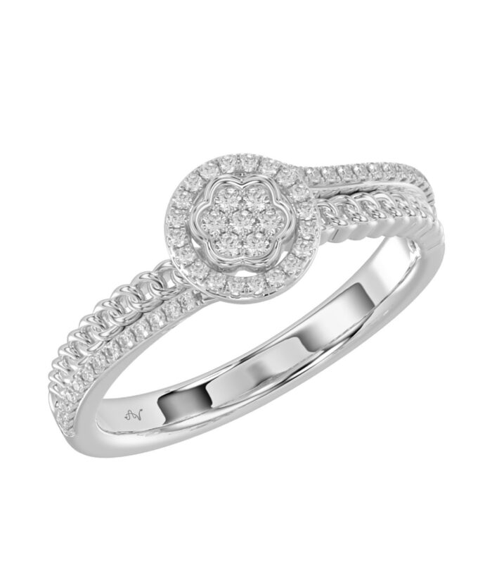 LADIES RING 0.16CT ROUND DIAMOND 10K WHITE GOLD