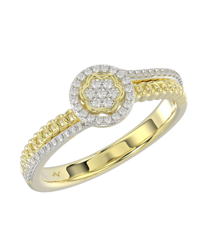 LADIES RING 0.16CT ROUND DIAMOND 10K YELLOW GOLD