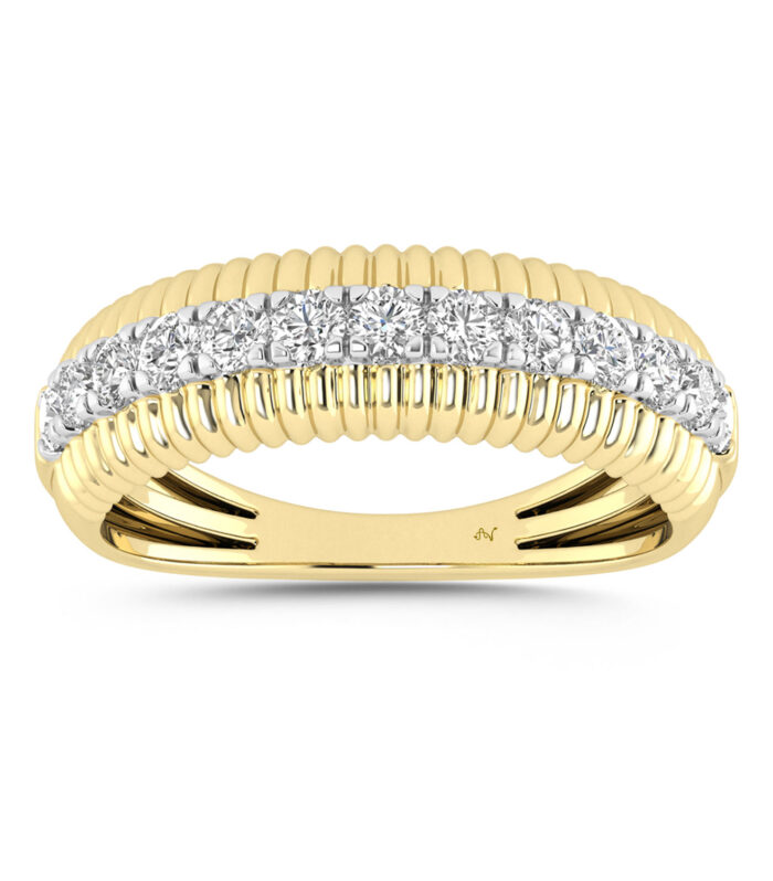LADIES BAND 0.50CT ROUND DIAMOND 10K YELLOW GOLD