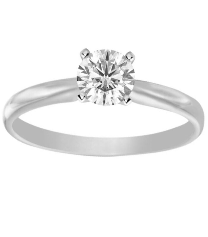 LADIES SOL RING 0.10CT ROUND DIAMOND 14K WHITE GOLD