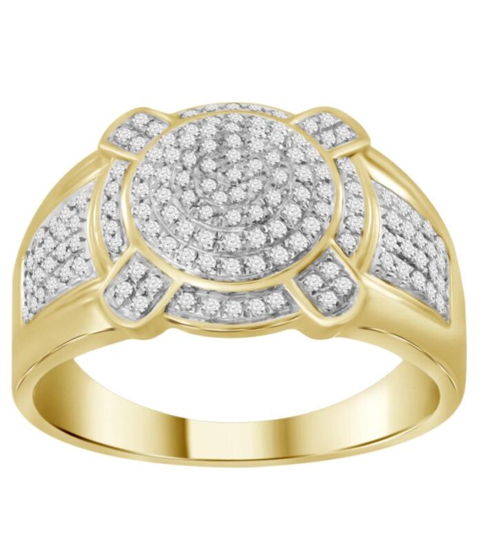 MEN'S RING 0.50CT ROUND DIAMOND 10K YELLOW GOLD