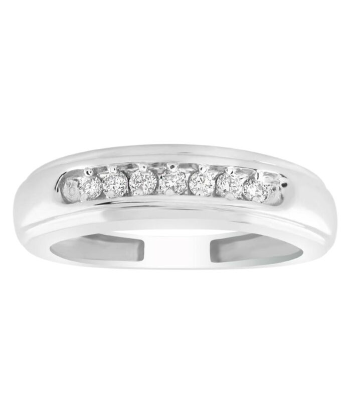 MEN'S BAND 0.15CT ROUND DIAMOND 10K WHITE GOLD