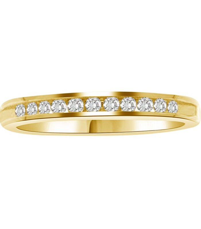 LADIES BAND 0.15CT ROUND DIAMOND 14K YELLOW GOLD
