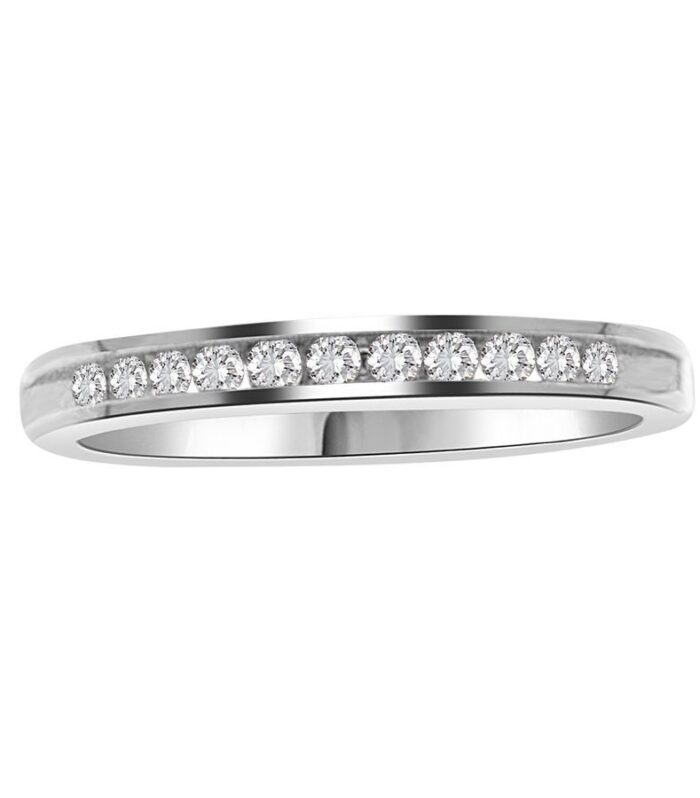 LADIES BAND 0.25CT ROUND DIAMOND 14K WHITE GOLD