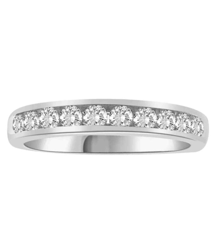 LADIES BAND 0.50CT ROUND DIAMOND 14K WHITE GOLD (SI QUALITY)