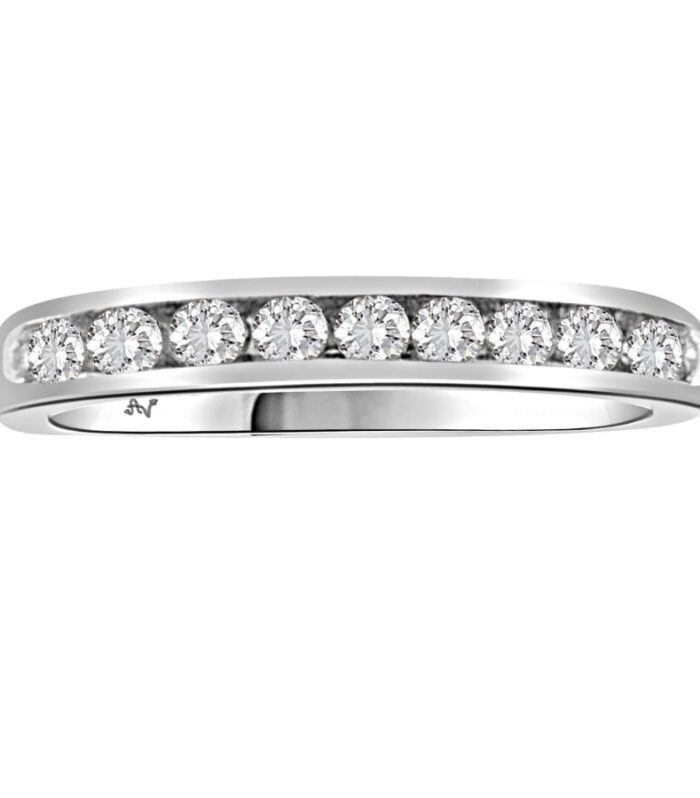 LADIES BAND 0.33CT ROUND DIAMOND 14K WHITE GOLD