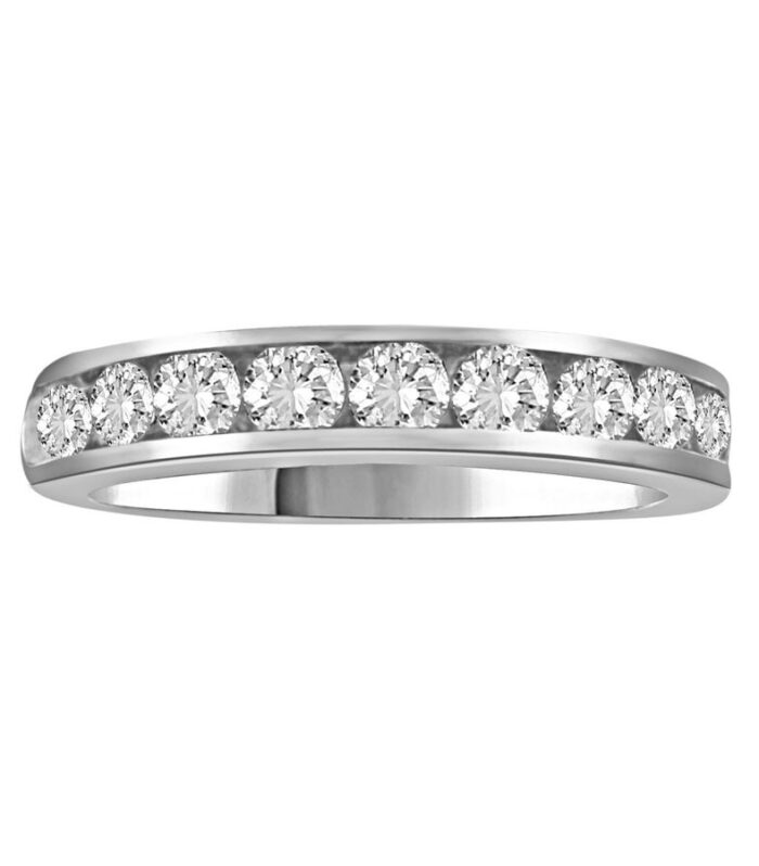 LADIES BAND 1.00CT ROUND DIAMOND 14K WHITE GOLD