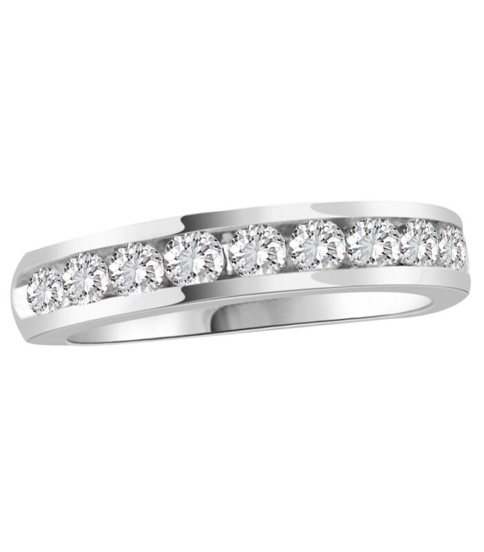 LADIES BAND 0.75CT ROUND DIAMOND 14K WHITE GOLD
