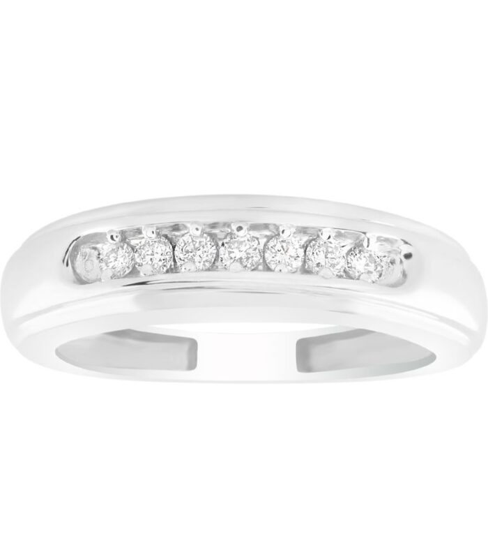 MEN'S BAND 0.15CT ROUND DIAMOND 14K WHITE GOLD (SI QUALITY)