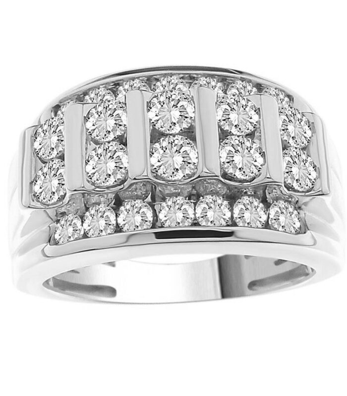 MEN'S BAND 2.00CT ROUND DIAMOND 10K WHITE GOLD