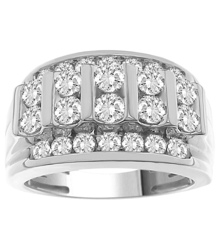 MEN'S RING 3.00CT ROUND DIAMOND 10K WHITE GOLD