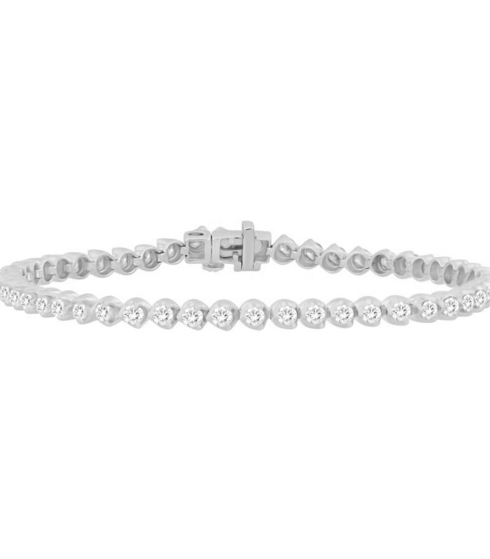 LADIES BRACELET 3.00CT ROUND DIAMOND 10K WHITE GOLD