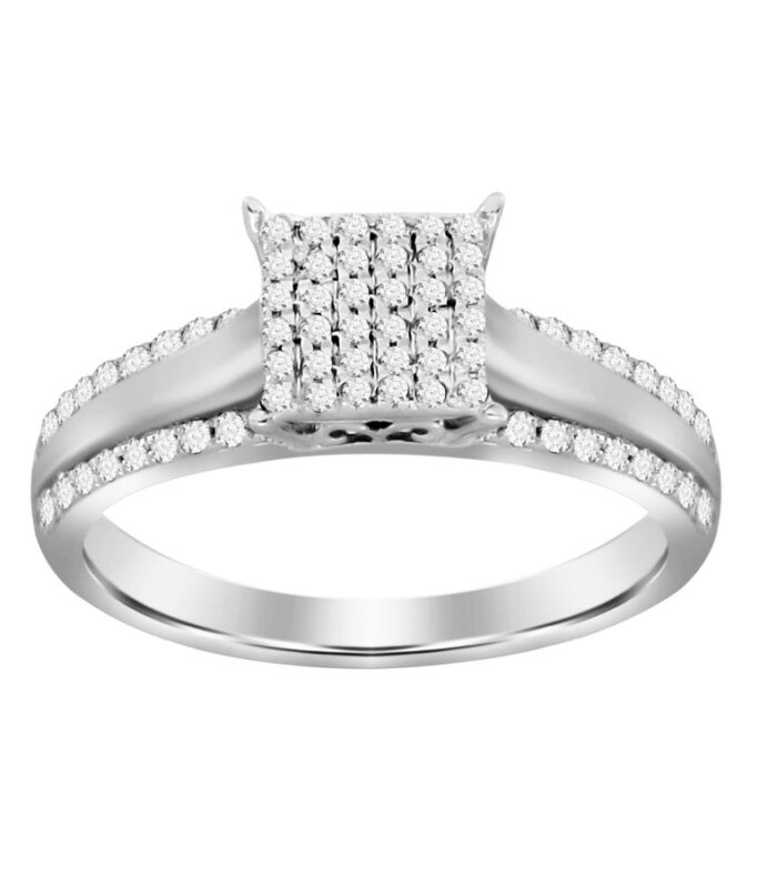 LADIES RING 0.20CT ROUND DIAMOND 10K WHITE GOLD