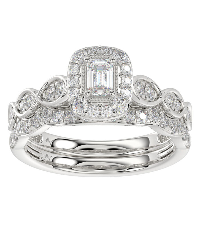 LADIES BRIDAL SET 1.00CT ROUND DIAMOND 14K WHITE GOLD (SI QUALITY)