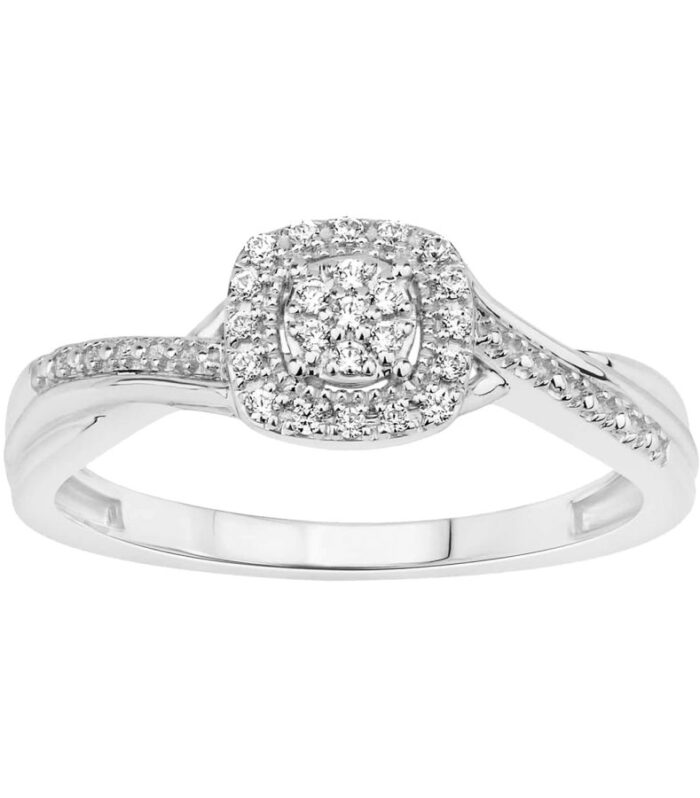 LADIES RING 0.10CT ROUND DIAMOND 10K WHITE GOLD