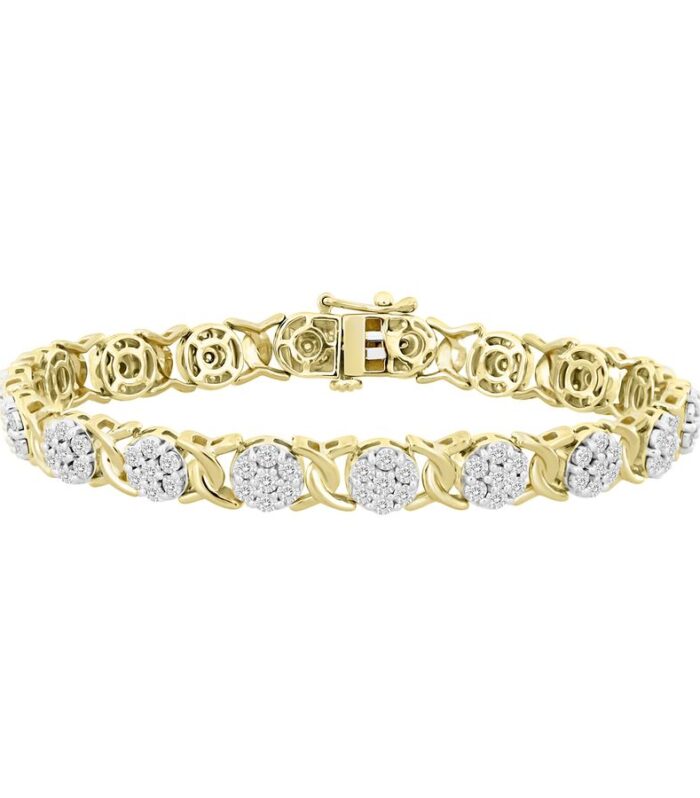 LADIES BRACELET 1.00CT ROUND DIAMOND 10K YELLOW GOLD