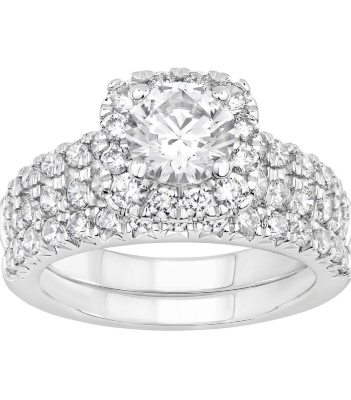 LADIES BRIDAL SET 2.35CT ROUND DIAMOND 14K WHITE GOLD (SI QUALITY) (CENTER STONE 1.00CT ROUND DIAMOND)