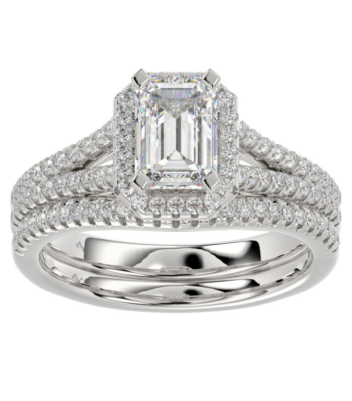 LADIES BRIDAL SET 1.50CT ROUND DIAMOND 14K WHITE GOLD (SI QUALITY)