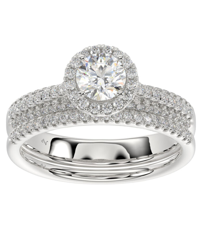 LADIES BRIDAL SET 1.33CT ROUND DIAMOND 14K WHITE GOLD (SI QUALITY)
