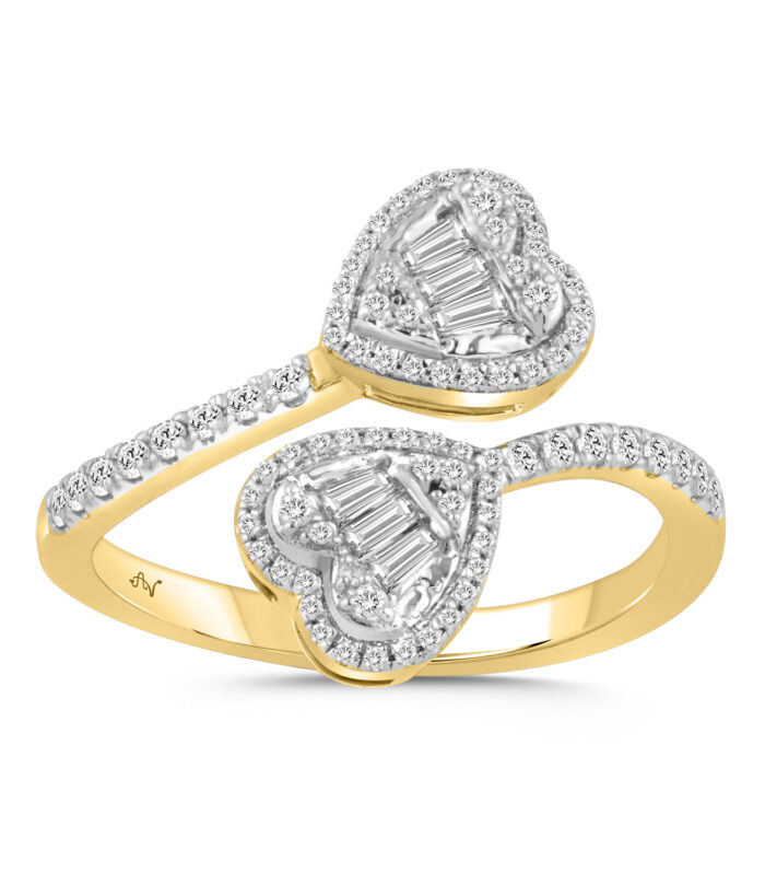 LADIES RING 0.40CT ROUND/BAGUETTE DIAMOND 14K YELLOW GOLD