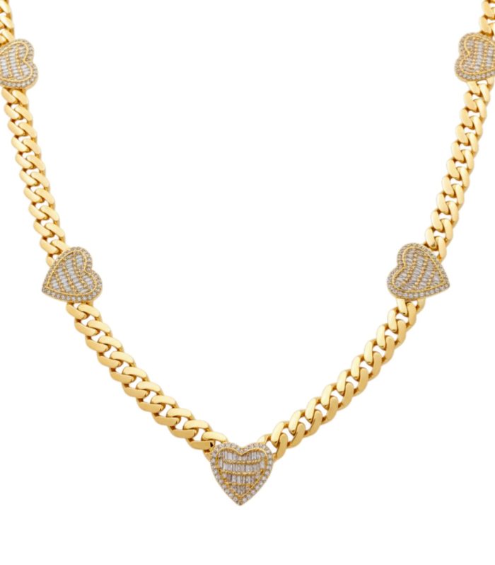 10K Yellow Gold Monaco Women's Necklace with Fashion Heart / CZ / Size: 18" / Weight: 25.3 GR/ DONK0MONHR-1