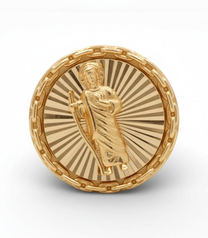 10K Yellow Gold San Judas Men's Ring / Size: 10.5 / Weight: 5.2 GR / DQMR0SJ
