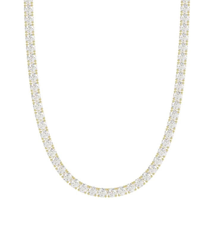 14K YELLOW GOLD 4.00CT 16'' ROUND DIAMOND LADIES TENNIS NECKLACE