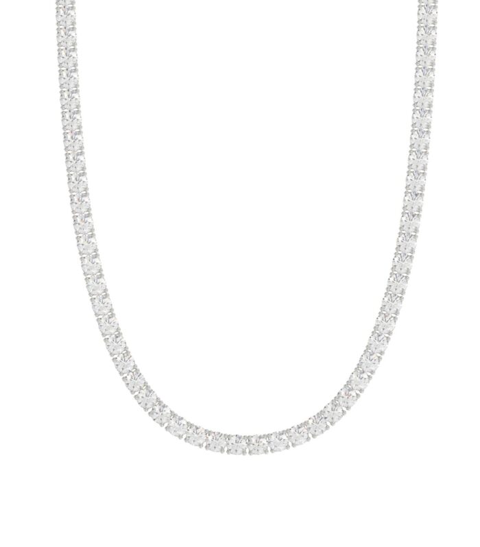 14K WHITE GOLD 6 7/8CT 16" ROUND DIAMOND LADIES TENNIS NECKLACE