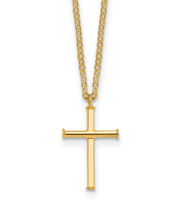 Herco 14K Polished Cross 16 inch w/2 in ext. Necklace