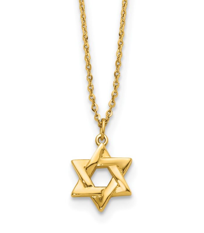 Herco 14K Polished Star of David 16 inch w/2in ext. Necklace
