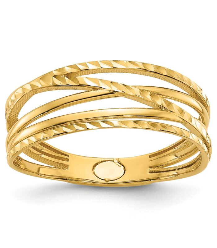 Herco 14K Polished and Diamond-cut Criss Cross Ring