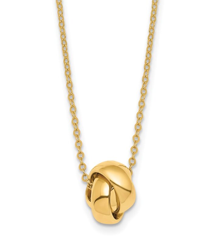 Herco 14K Polished Love Knot with 2 Inch Extension Necklace