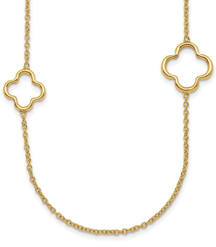Herco 14K Polished Open Floral Station 24 inch Necklace