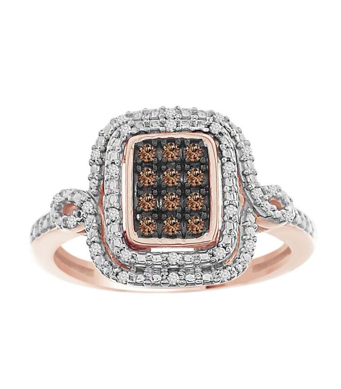 LADIES RING 0.20CT ROUND DARK BROWN DIAMOND 10K ROSE GOLD