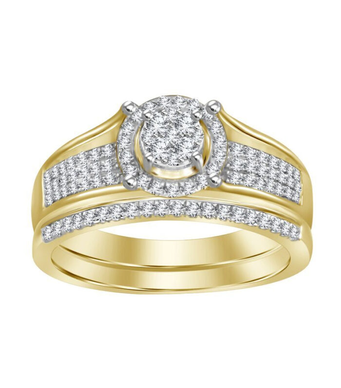 LADIES TRIO SET 0.50CT ROUND DIAMOND 10K YELLOW GOLD