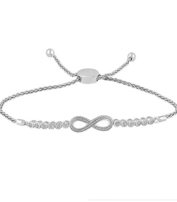 LADIES BRACELET 0.15CT ROUND DIAMOND STERLING SILVER/WHITE GOLD