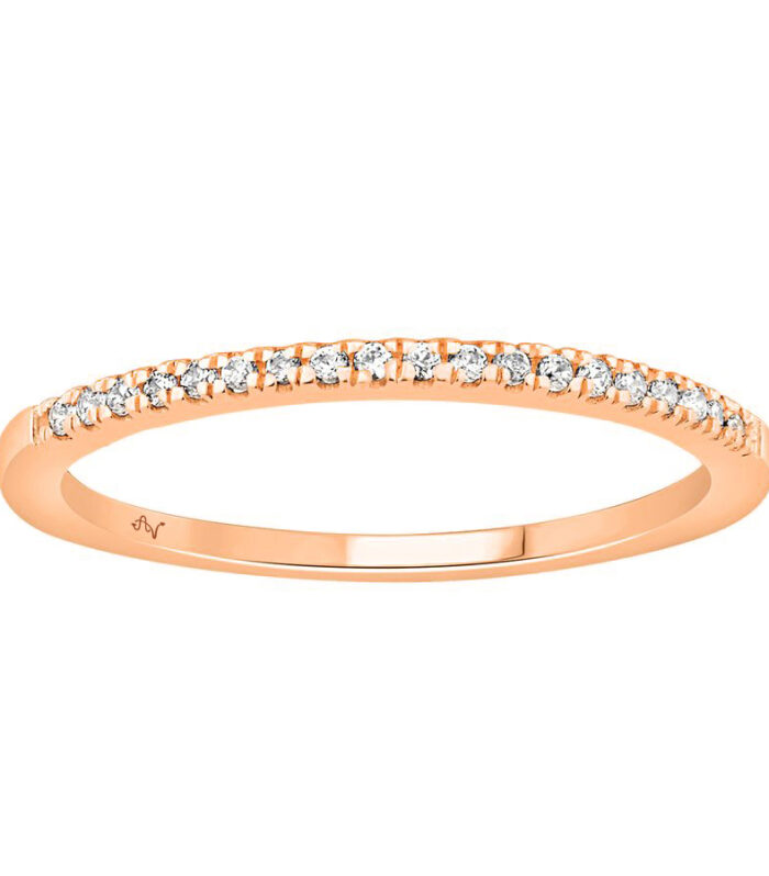 LADIES STACKABLE BAND 0.11CT ROUND DIAMOND 14K ROSE GOLD