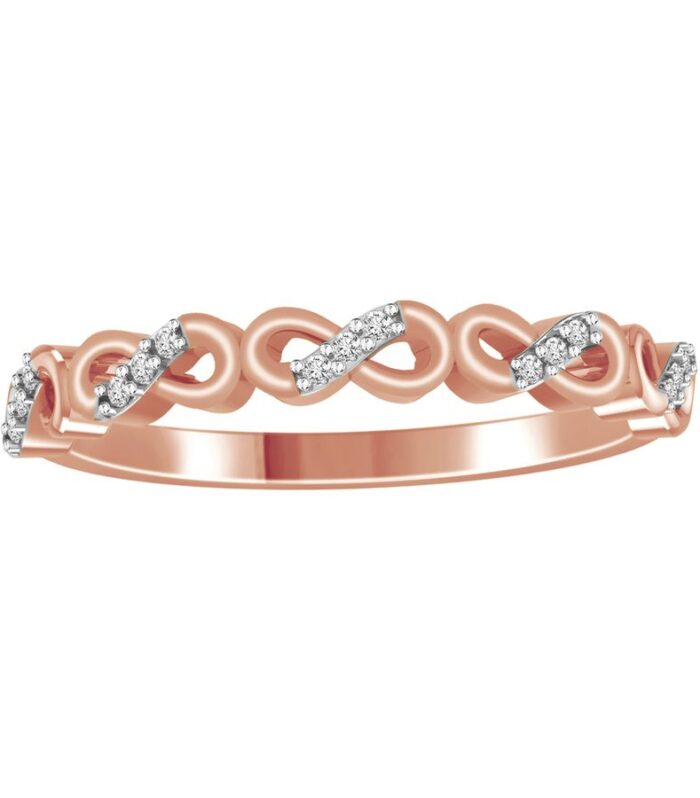 LADIES STACKBLE BAND 1/20 CT ROUND DIAMOND 14K ROSE GOLD