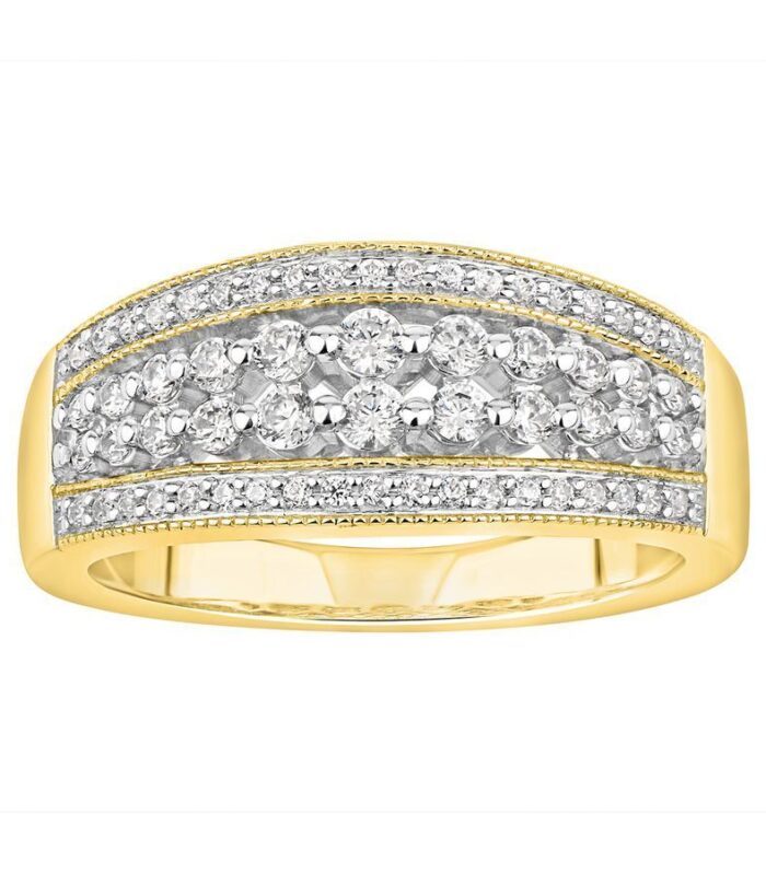 LADIES BAND 0.50CT ROUND DIAMOND 10K YELLOW GOLD