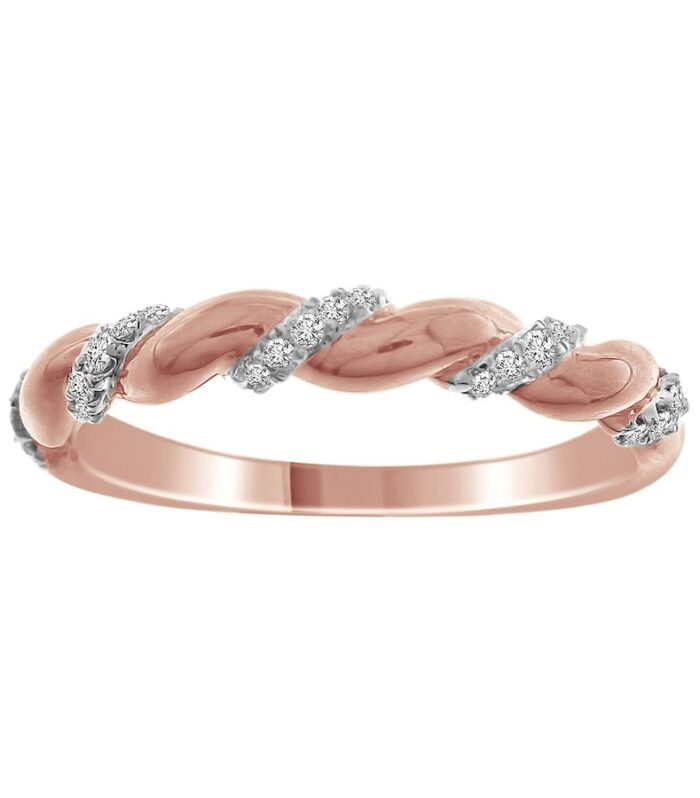 LADIES STACKABLE BAND 0.11CT ROUND DIAMOND 14K ROSE GOLD
