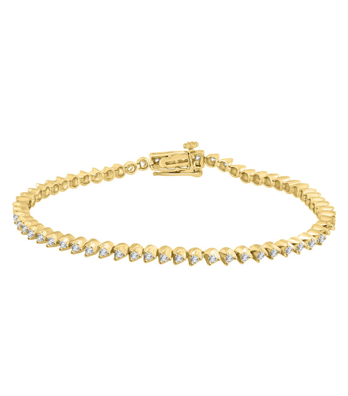 LADIES BRACELET 1.00CT ROUND DIAMOND 14K YELLOW GOLD
