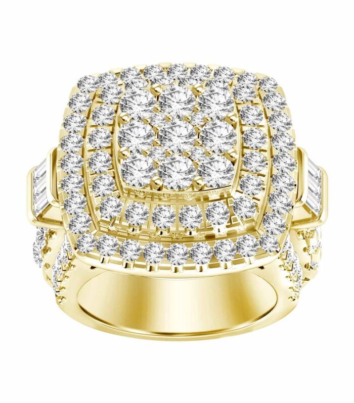 LADIES RING 5.00CT ROUND DIAMOND 10K YELLOW GOLD