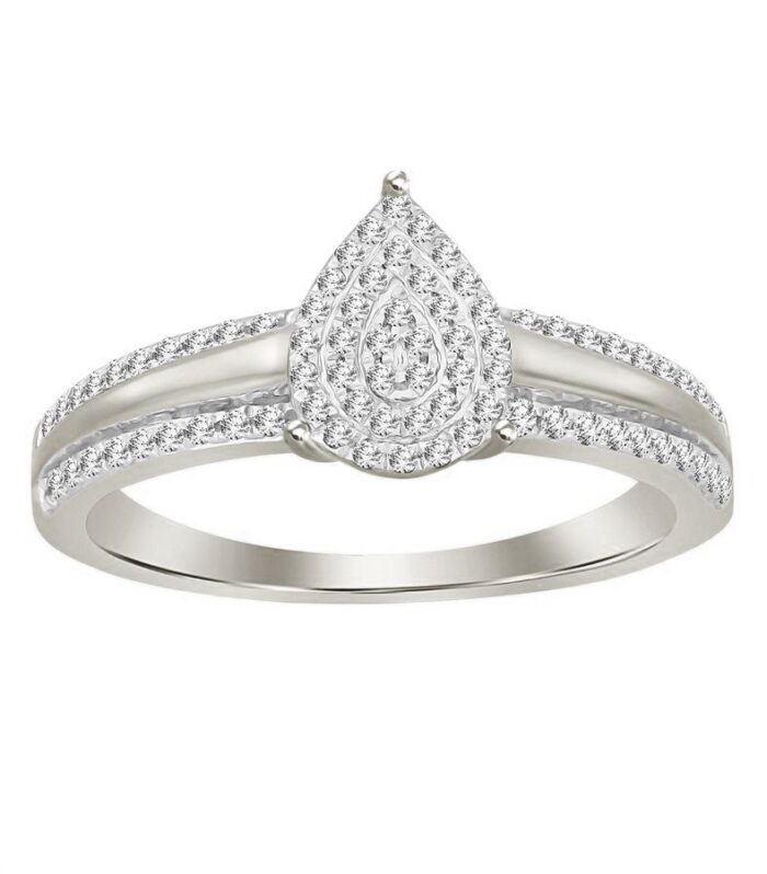 LADIES RING 0.20CT ROUND DIAMOND 10K WHITE GOLD