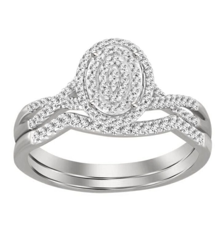 LADIES RING 0.20CT ROUND DIAMOND 10K WHITE GOLD