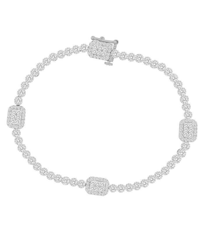 LADIES BRACELET 2.00CT ROUND DIAMOND 14K WHITE GOLD